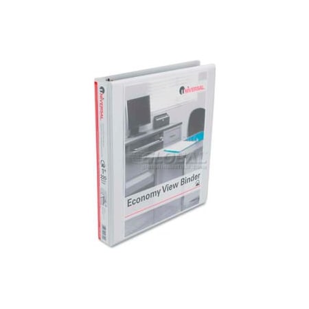 Universal Universal Economy D-Ring Vinyl View Binder, 1" Capacity, White UNV20742***